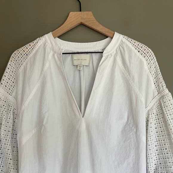 BROCHU WALKER Koren Dress White Size XS Eyelet Lace Oversized Relaxed Chic Crisp - Picture 6 of 16